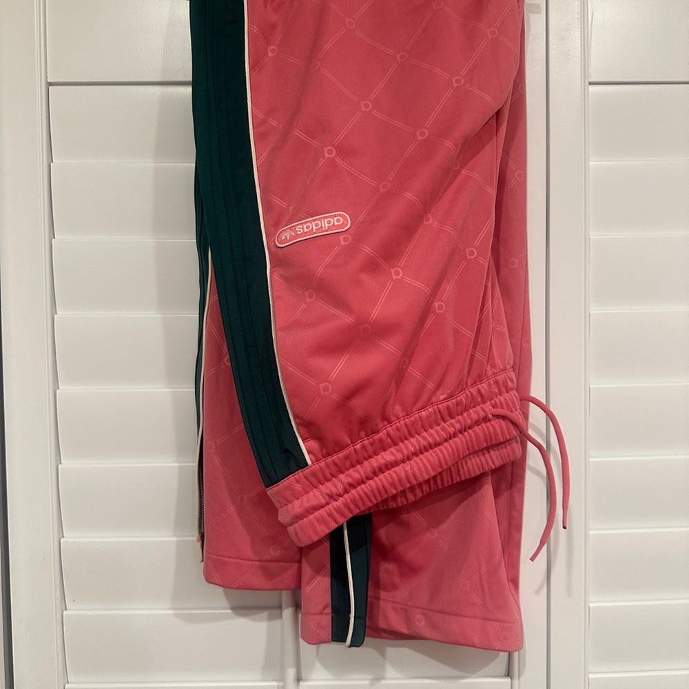 Adidas Pink Joggers with Green Side Stripes